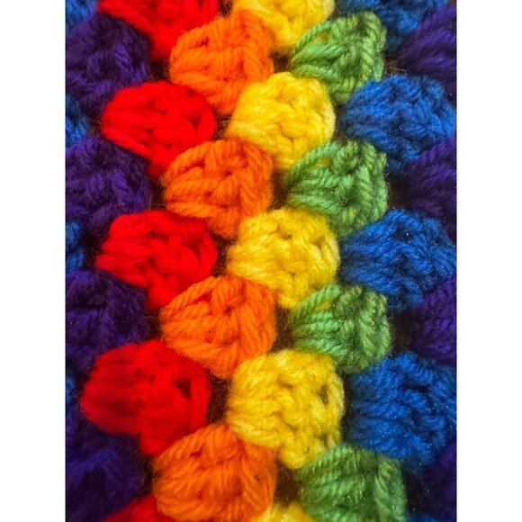 Handmade Rainbow 🌈 Crochet Granny Square Blanket – 25x25” Vibrant Throw / Baby - Picture 5 of 8